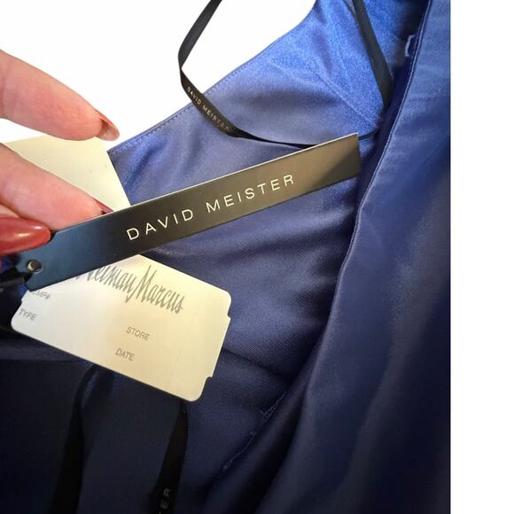 NWT David Meister Blue One Shoulder Jeweled Gown - Size 22 - Picture 3 of 16